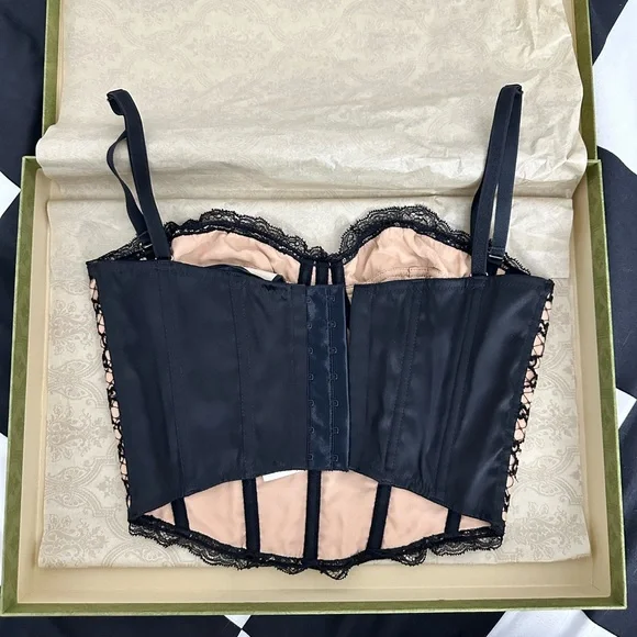 Gucci Black and Nude Lace Corset